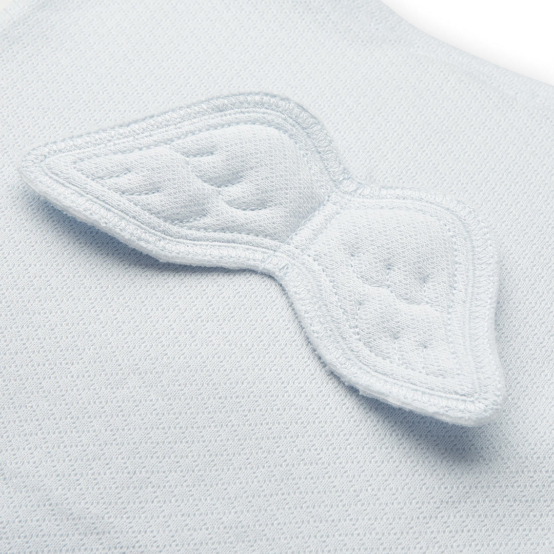 ANGEL WING POINTELLE SLEEPSUIT IN BLUE