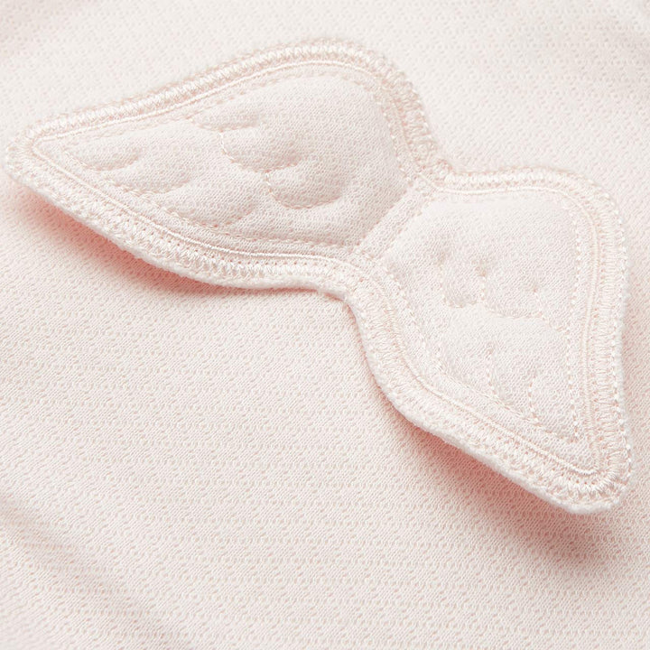 ANGEL WING POINTELLE SLEEPSUIT IN PINK