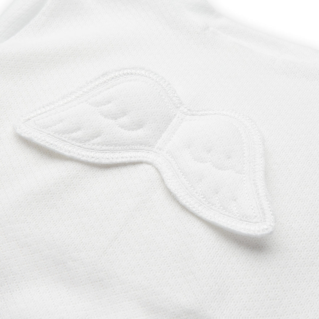 ANGEL WING POINTELLE SLEEPSUIT IN WHITE